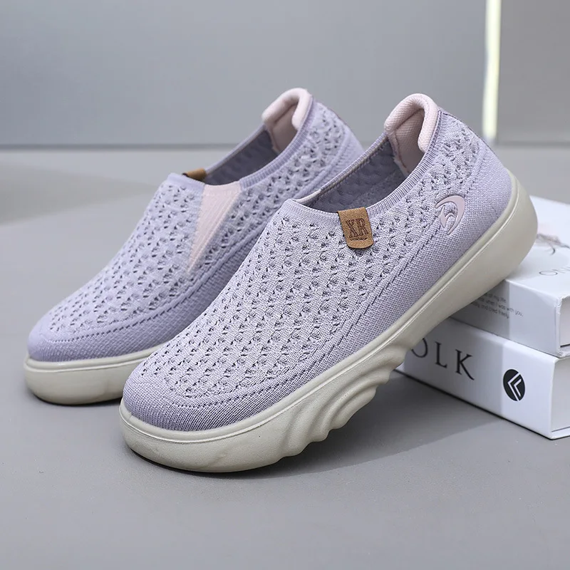 Flats Shoes Women Autumn Women Comfortable Casual Fashion Soft Sole Breathable Hollow Out Mesh Zapatos De Mujer Plus Size 35-41