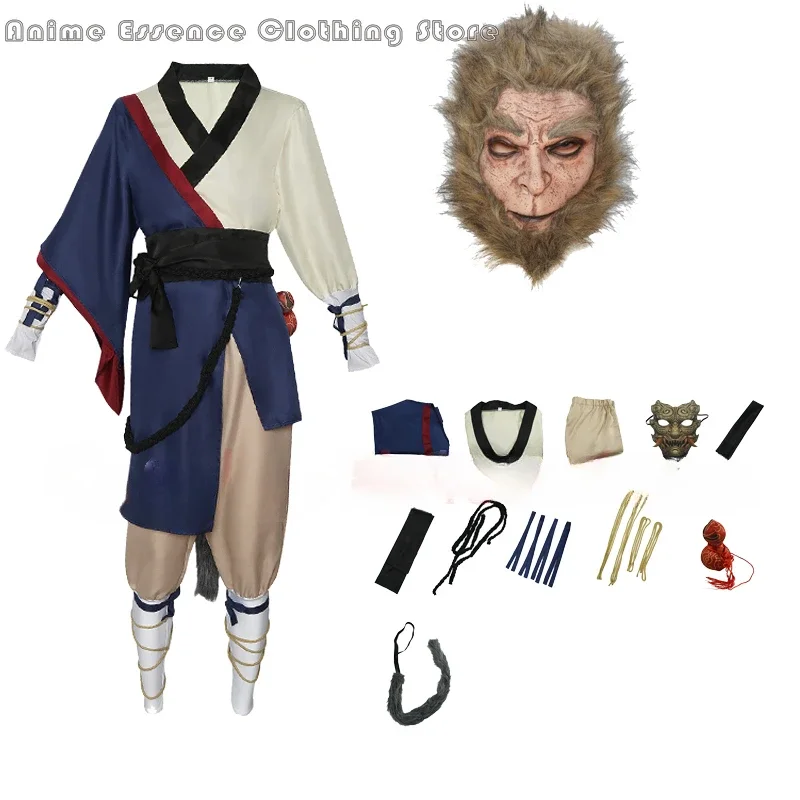 Halloween Cosplay Black Myth Wu Kong Costumes Monkey King Wukong Game Role Playing Costume Mask BlackMyth Cosplays Adults Kids