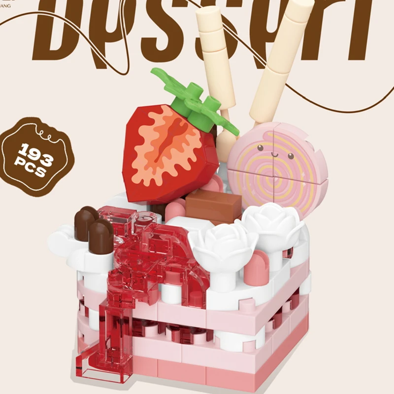 DIY MOC Cake Waffle Toast Chocolate Shuflei Swiss Roll Ice Cream Crispy Tarts Building Blocks Model Bricks Sets Kits Toys