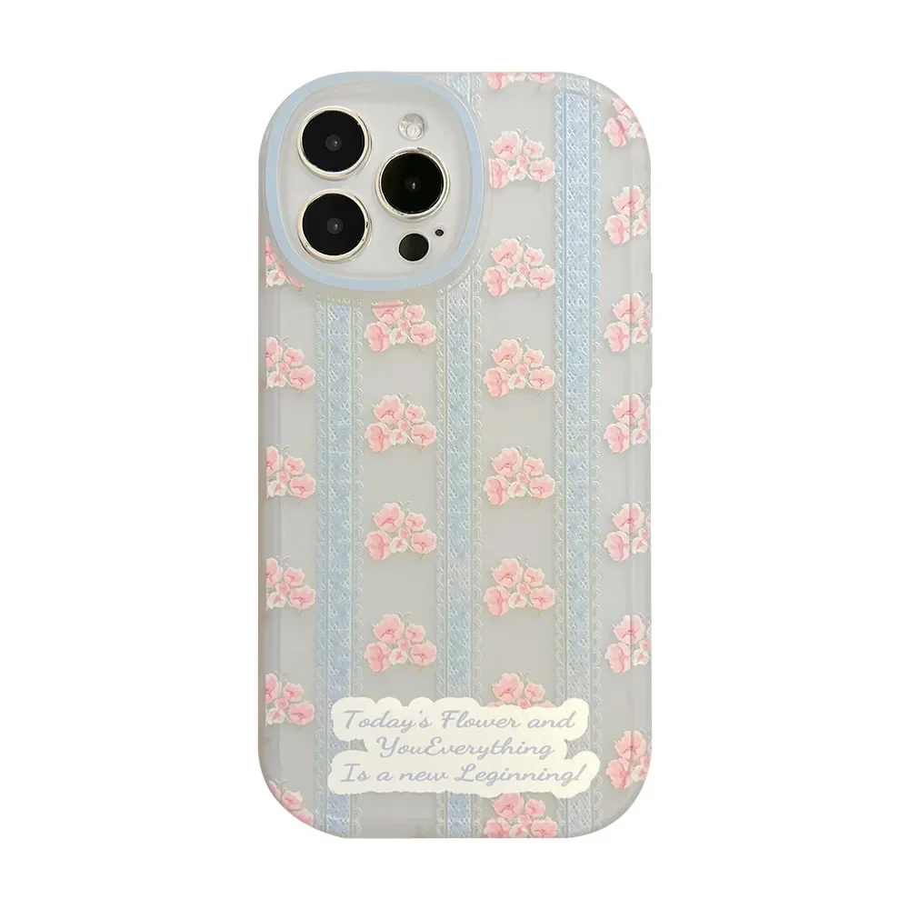 Sweet Retro lace Spring flower art girls Phone Case For iPhone 17 air 16 15 14 13 11 12 Pro Max 16 Plus Xs Max X Case Cute Cover