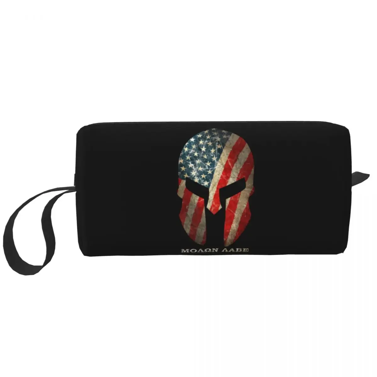 Custom American Spartan Molon Labe Sparta Toiletry Bag Women Makeup Cosmetic Organizer Ladies Beauty Storage Dopp Kit Box