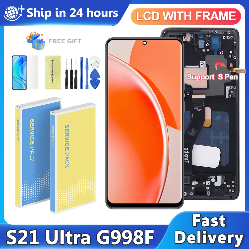 6.66\'\' TFT For Samsung S21 Ultra 5G G998B G998U G998W LCD Display Touch Screen Digitizer Assembly For S21Ultra Display