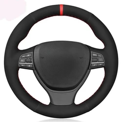 Car Steering Wheel Cover Soft Black Genuine Leather Suede For BMW 5 Series 520i 528i F10 F11 F07 2009-2017 M5 F10 2011-2013