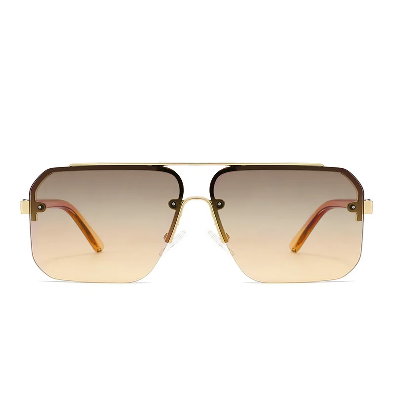نظارات شمسية مربعة معدنية، نظارات شمسية عصرية جديدة، واقي من الشمس للرجال والنساء، نظارات شمسية بنصف إطار 1202