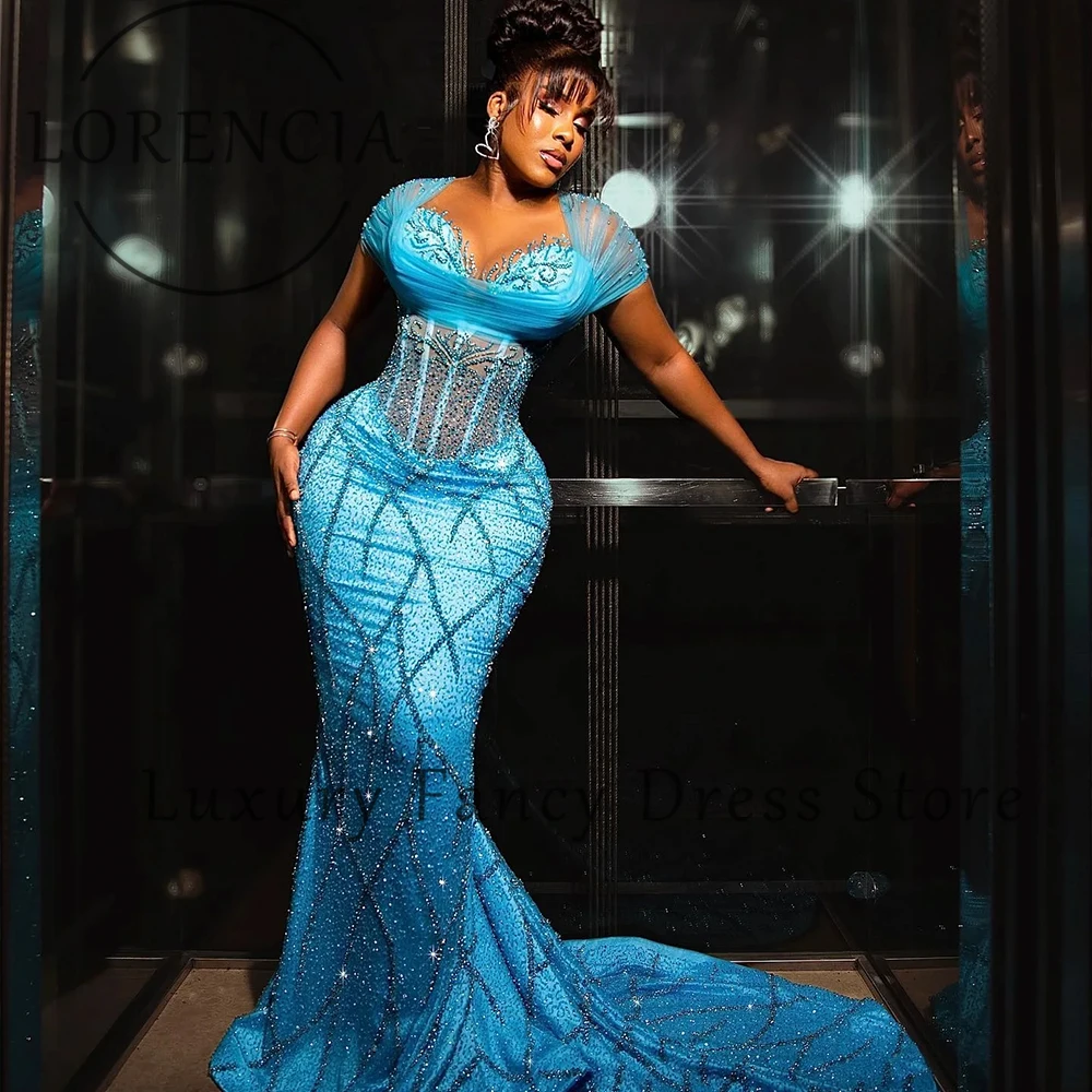 Preciosos vestidos de graduación de cristal para mujer, vestidos de fiesta de boda de sirena con purpurina de diamante, vestidos sin mangas personalizados para noite