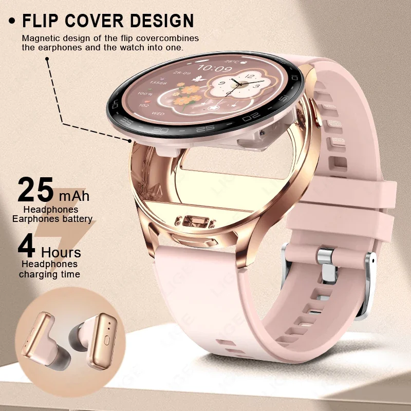 2026New TWS 2-in-1 Bluetooth Earphones Smart Watch Men Heart Rate Health Monitoring Waterproof BT Calling Music Smartwatch Women