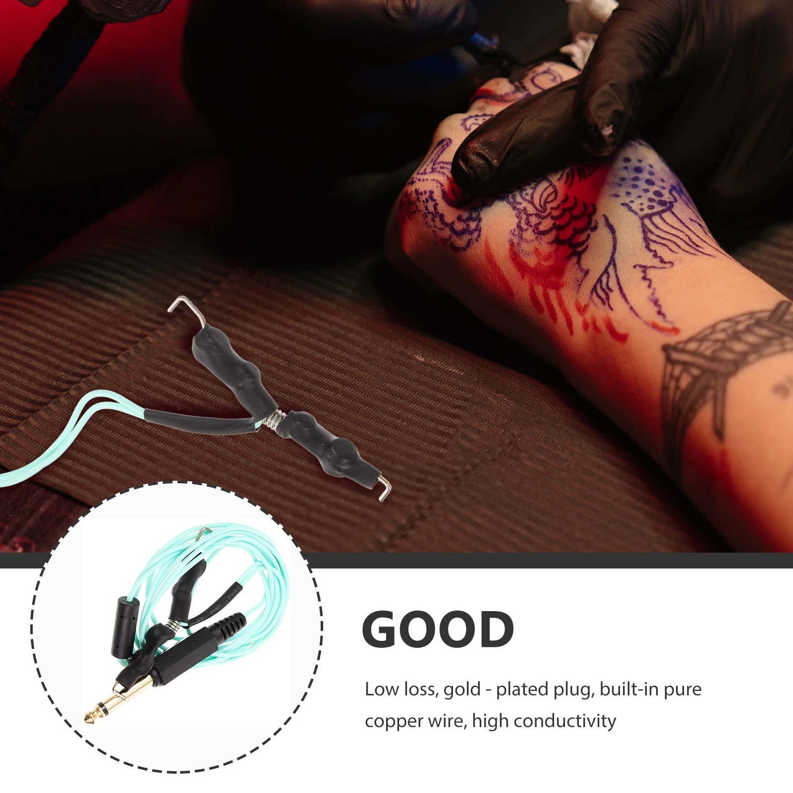 

Coil Machine Hook Line Cable Clipping Cord Tattoos Aluminum Alloy Power Supply Parts High Sensitivity Plug Flexible Use Durable