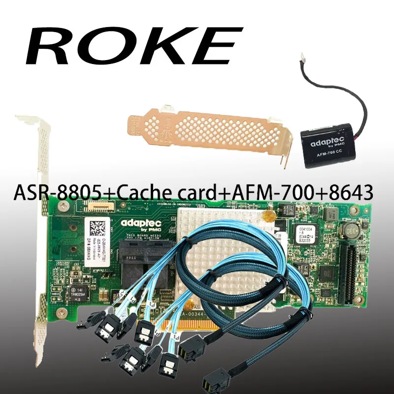 

Adaptec ASR-8805 PCI-E 3.0 SAS/SATA/SSD RAID 12Gb/s Controller Card+AFM-700+2PCS 8643 Cable