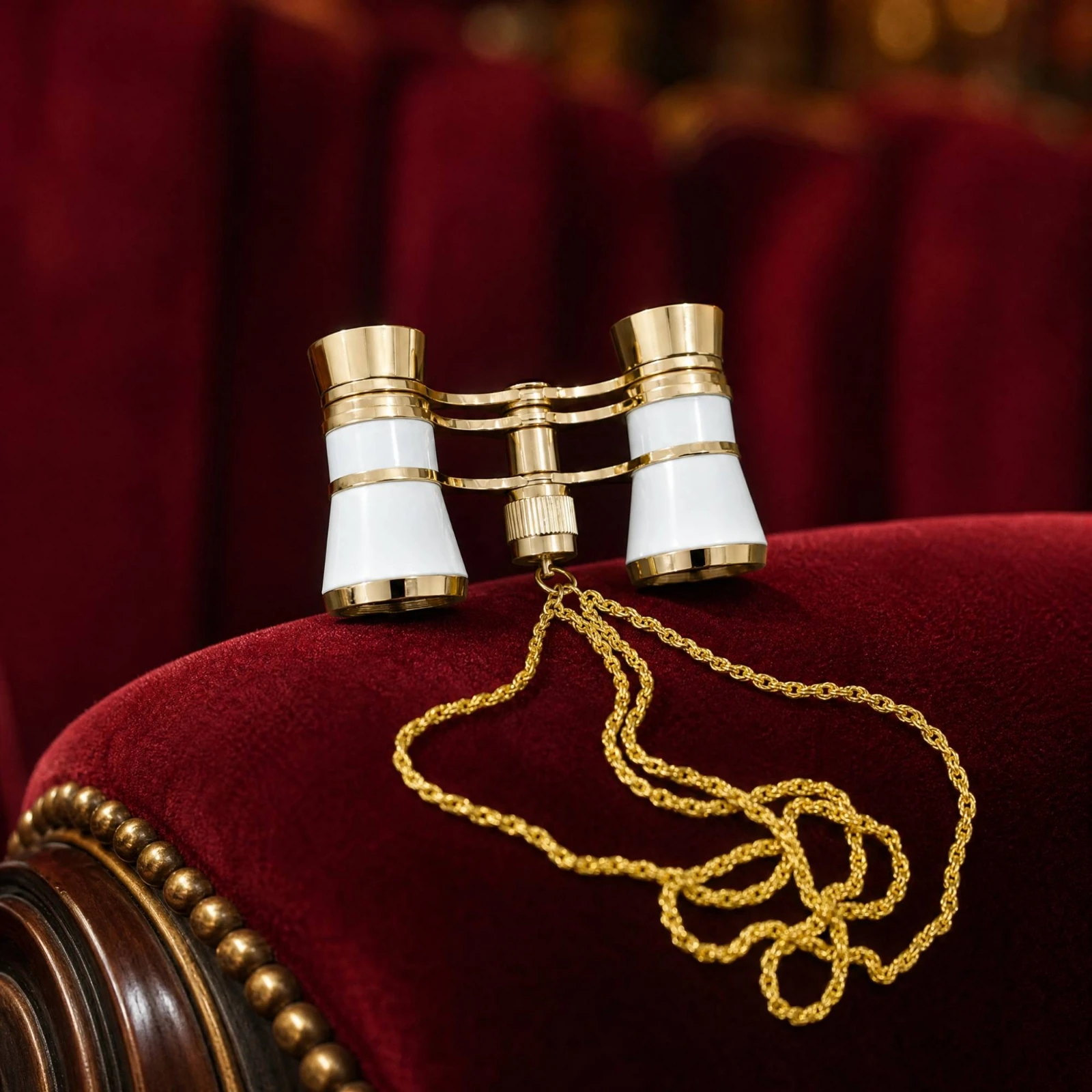 Folding Opera Glasses with Chain Strap Neck-Worn 3x25 Theater Binoculars with Central Focusing Wheel Mini Binocular with Chain