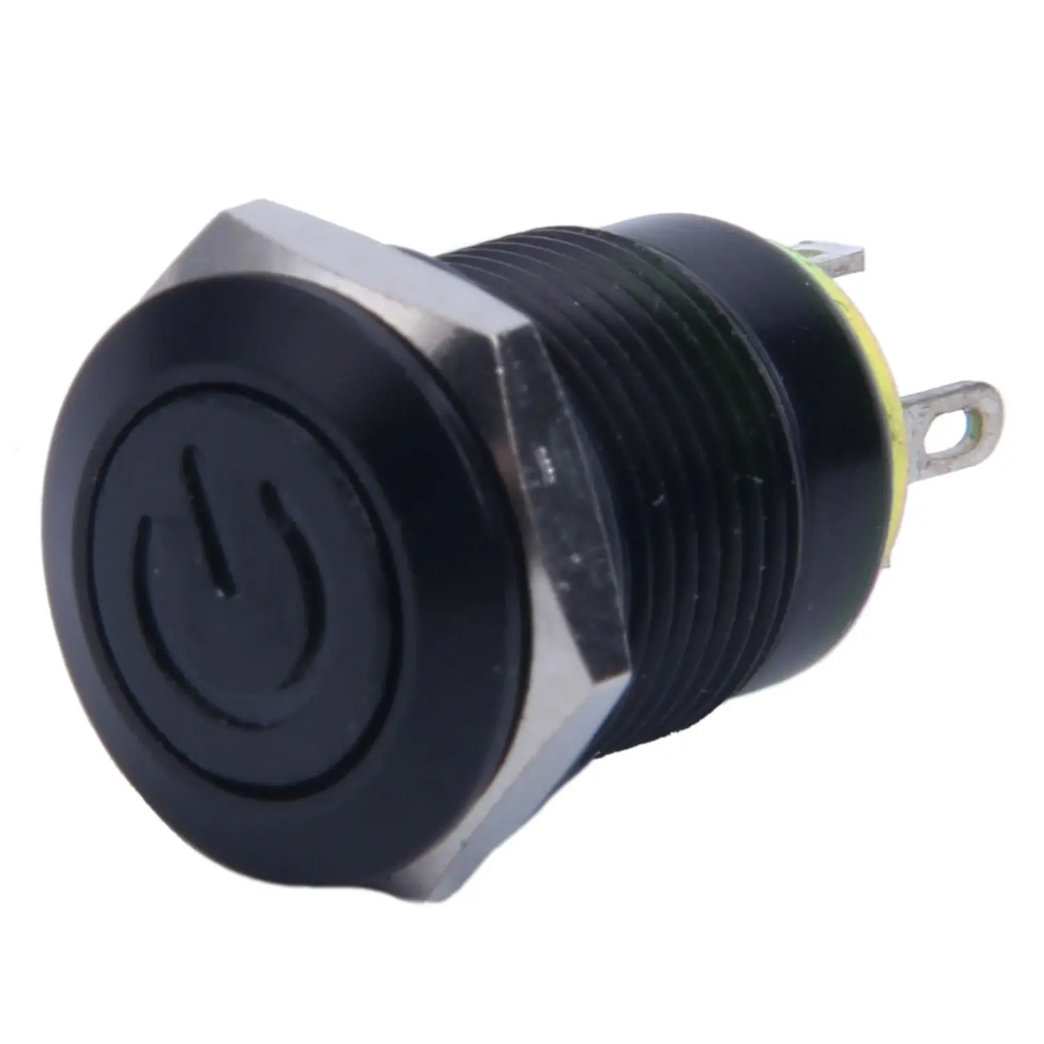 Fits for 12V 2A 9.5mm LED Metal Cap Power Momentary Push Button Switch Car DIY Modified, Yellow