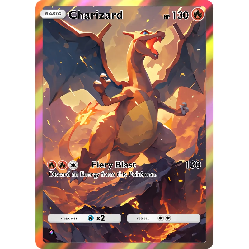 5Pcs Charizard Trading Cards Set Full Art Fire Dragon Collectible Game Cards for Kids Fans Gift Collection view 2