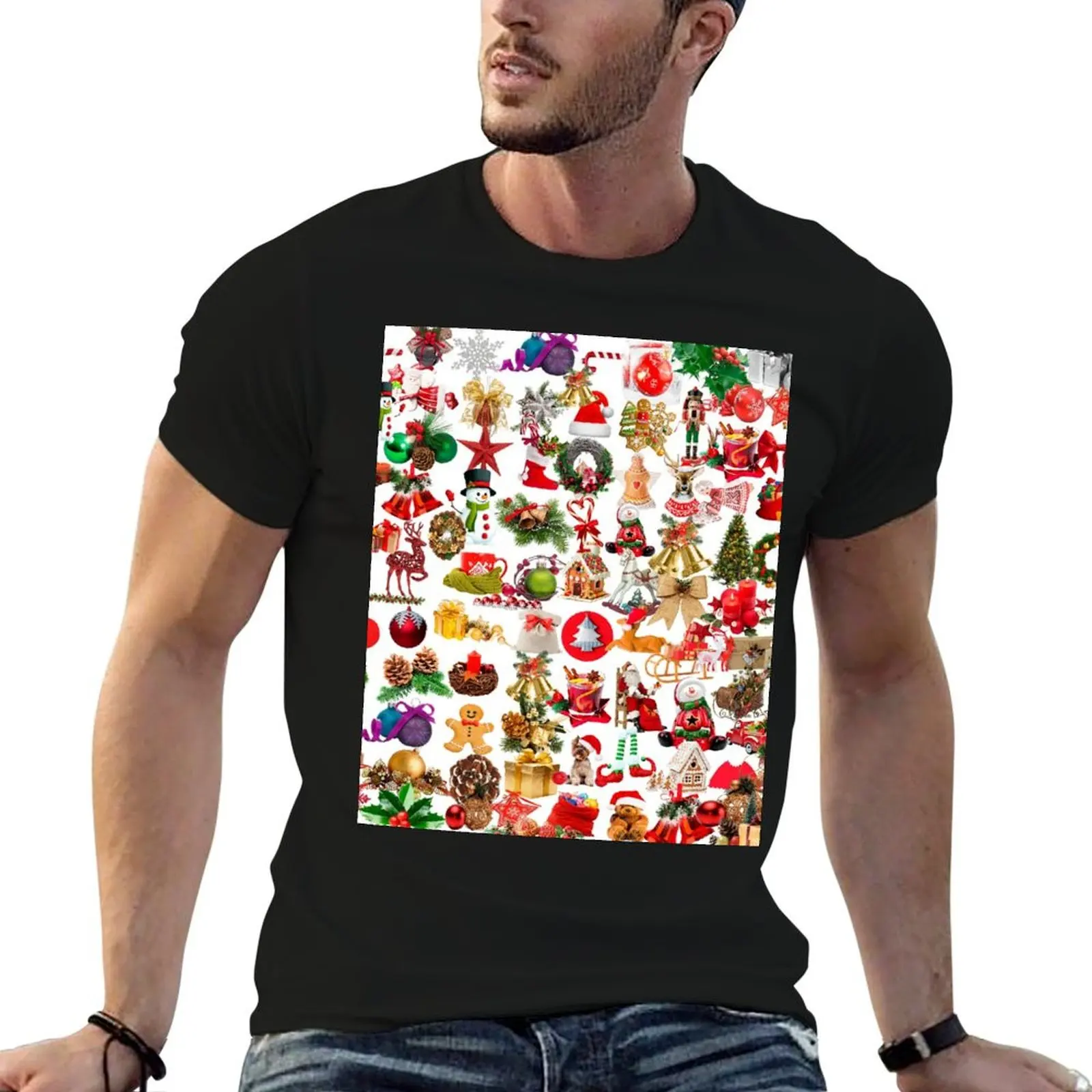 christmas,santa claus,rainbow, christmas tree, snowman,snow, star,hat,ball, ornament,candle T-Shirt Utility Casual Work T-Shirt