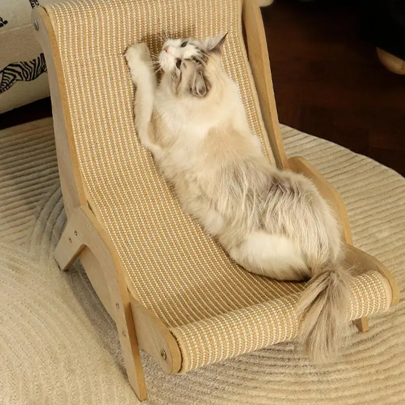 Sisal Cat Chair wooden Cat Lounge Chair Pet-Friendly Multi-Functional Cat Scratcher Cat Scratch Chair for outdoor home