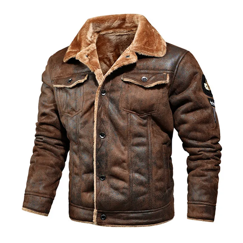 

New Winter Men Leather and Fur Integrated Jackets and Coats New Fashion Male Fleece Warm Bomber Jackets Slim Fit Jaquetas 4XL
