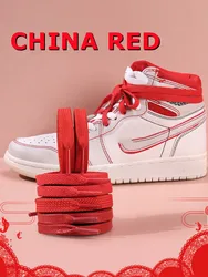 2022 New Fashion China Red Shoelace Flat Waxing Laces for Shoes Round Shoelaces for Sneakers AF1/AJ White Sport Shoe lace 1 Pair