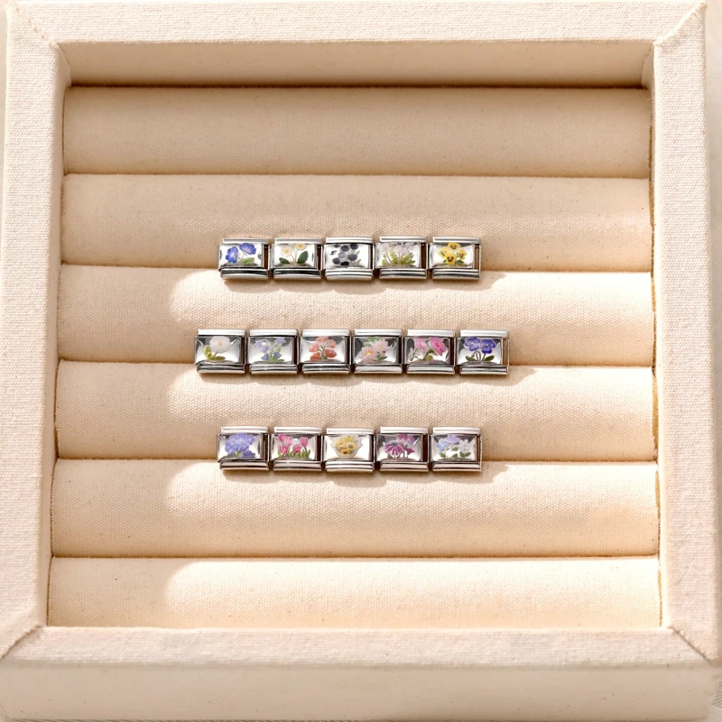 جديد المرأة الملونة الزهور ارتفع السحلية عباد الشمس توليب الإيطالية سحر الروابط صالح 9 مللي متر سوار الفولاذ المقاوم للصدأ DIY بها بنفسك صنع المجوهرات