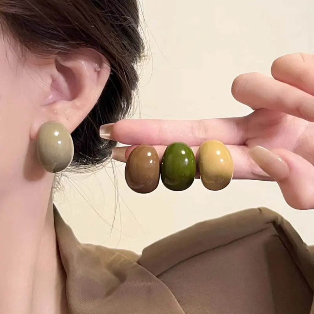 Acrylic Resin Semi-Circle Earrings Exquisite Trendy Drop Pendant Earrings Geometric Vintage Chunky Ellipse Ear Studs
