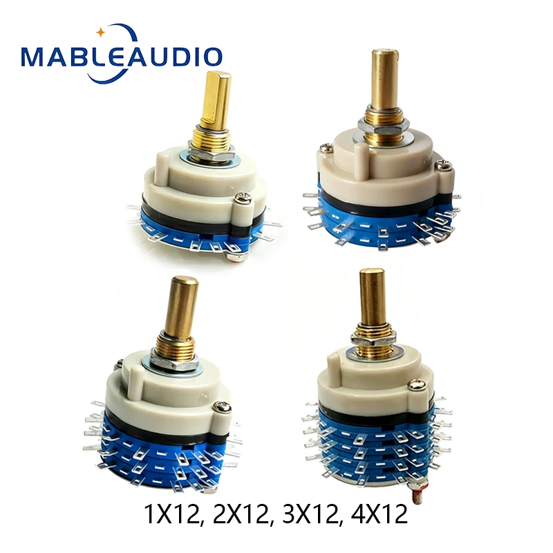 1PCS 1x12, 2x12, 3x12, 4x12 Sealed Rotary Band Switch, 2-blade/3-knife, 12-gear D-Handle Amplifier Accessories