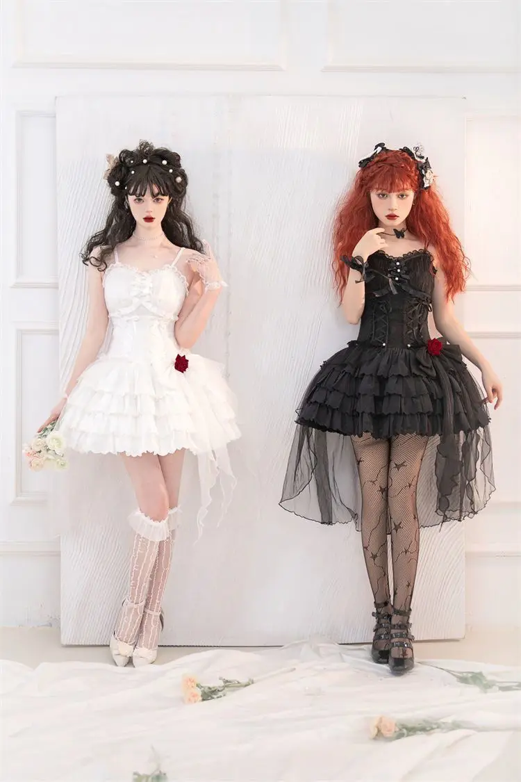 

Girly Harajuku Princess Cosplay costume Victorian Vintage Gothic Lolita Jsk Dress Women Cute Bow Lace Rose Y2k Party Mini Dress