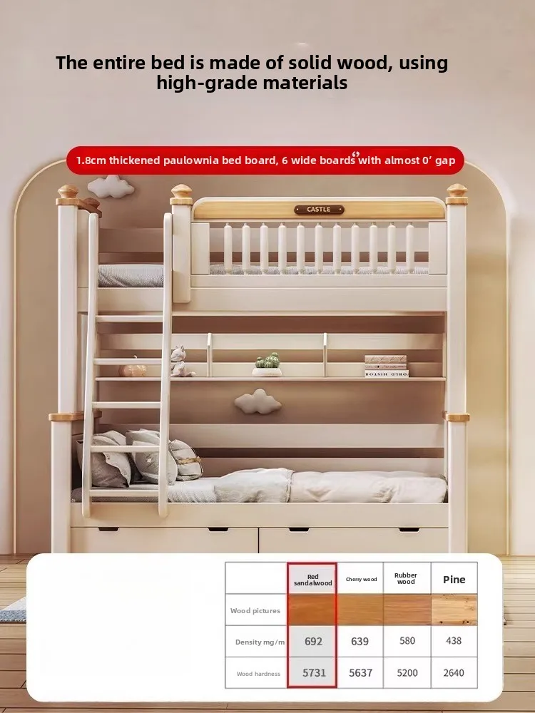 Solid Wood Upper and Lower Bunk Bed, Economical Bed, Children's Bed, High-low Upper and Lower Levels