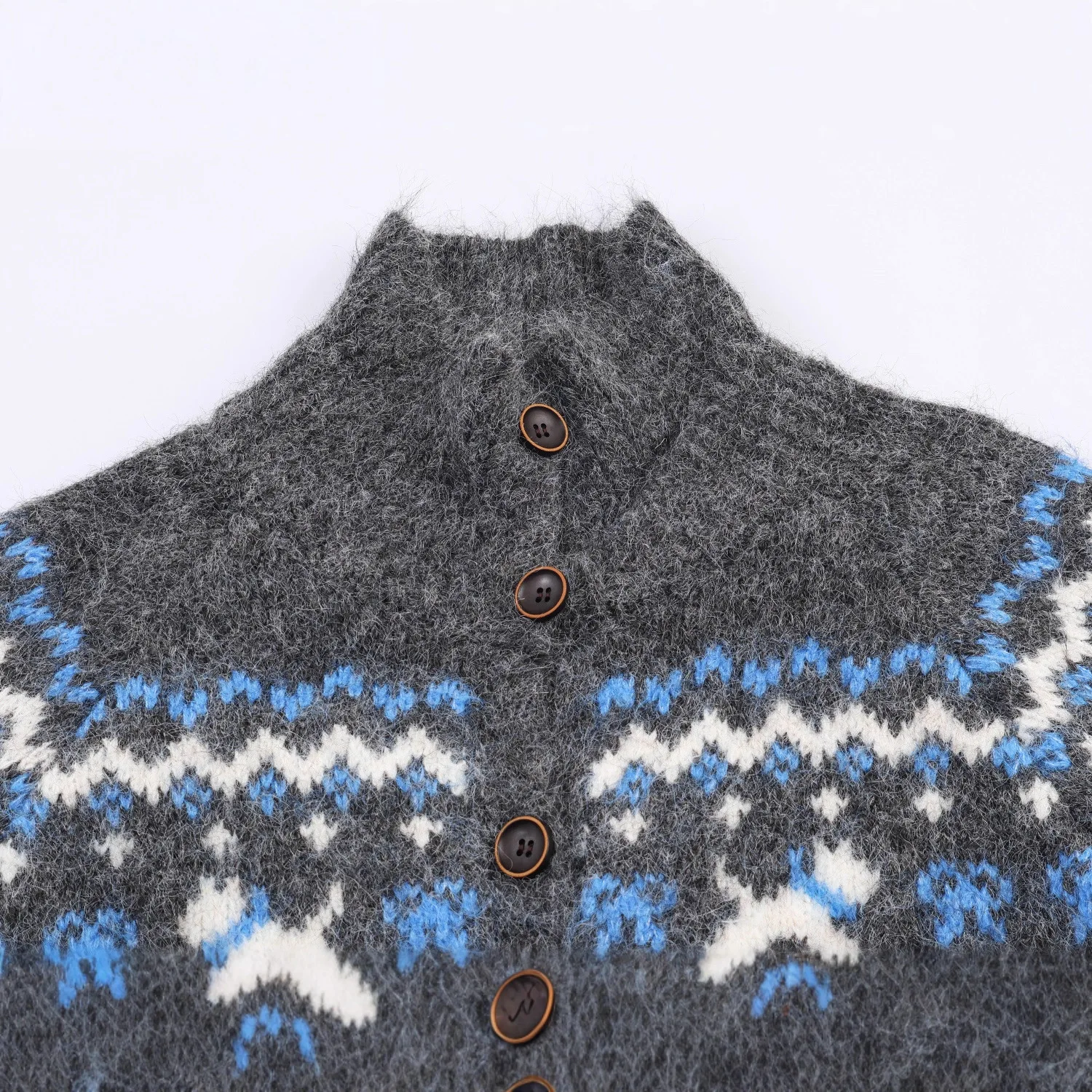 Осенне-зимняя европейская и американская женская одежда, новый свободный жаккардовый вязаный повседневный свитер с воротником-стойкой, кардиган