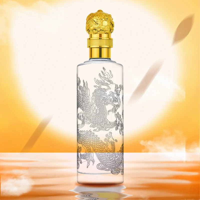 500ML Chinese Zodiac dragon engraved designs whiskey decanter Alcohol Bottle for Liquor Scotch Bourbon barware Decorations