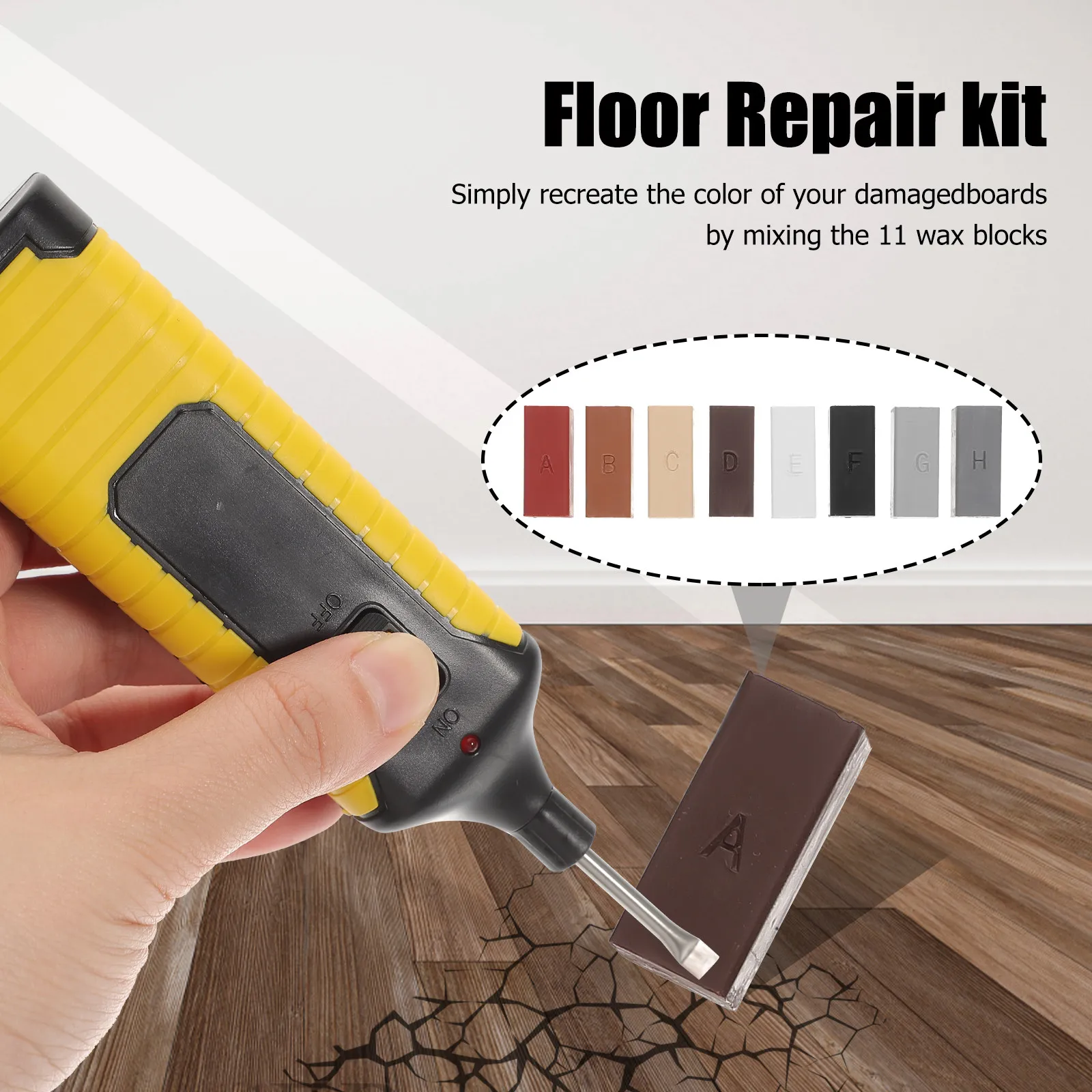 

1Set Laminate Floor Repair Kit with Rapid Heating Wax Blocks for Wood Vinyl Plank Flooring Scratch Removal DIY Repair Tool