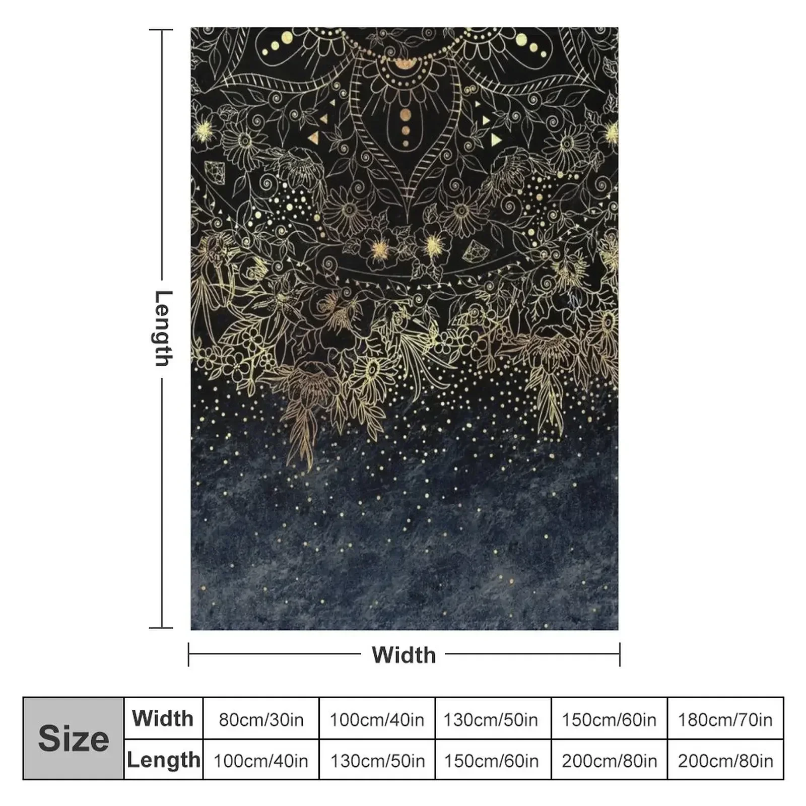 Stylish Gold floral mandala and confetti Throw Blanket couch cozy soft plush fuzzy picnic outdoor blanket