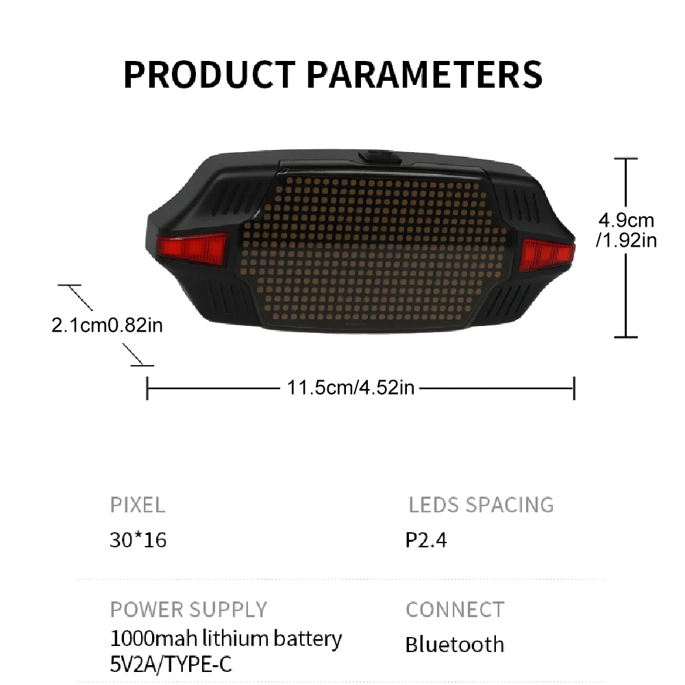 Bicycle Bike Tail Light, Smart LED Rear Warning Light, APP Bluetooth Control, DIY Custom Patterns, Cycling Safety Taillight