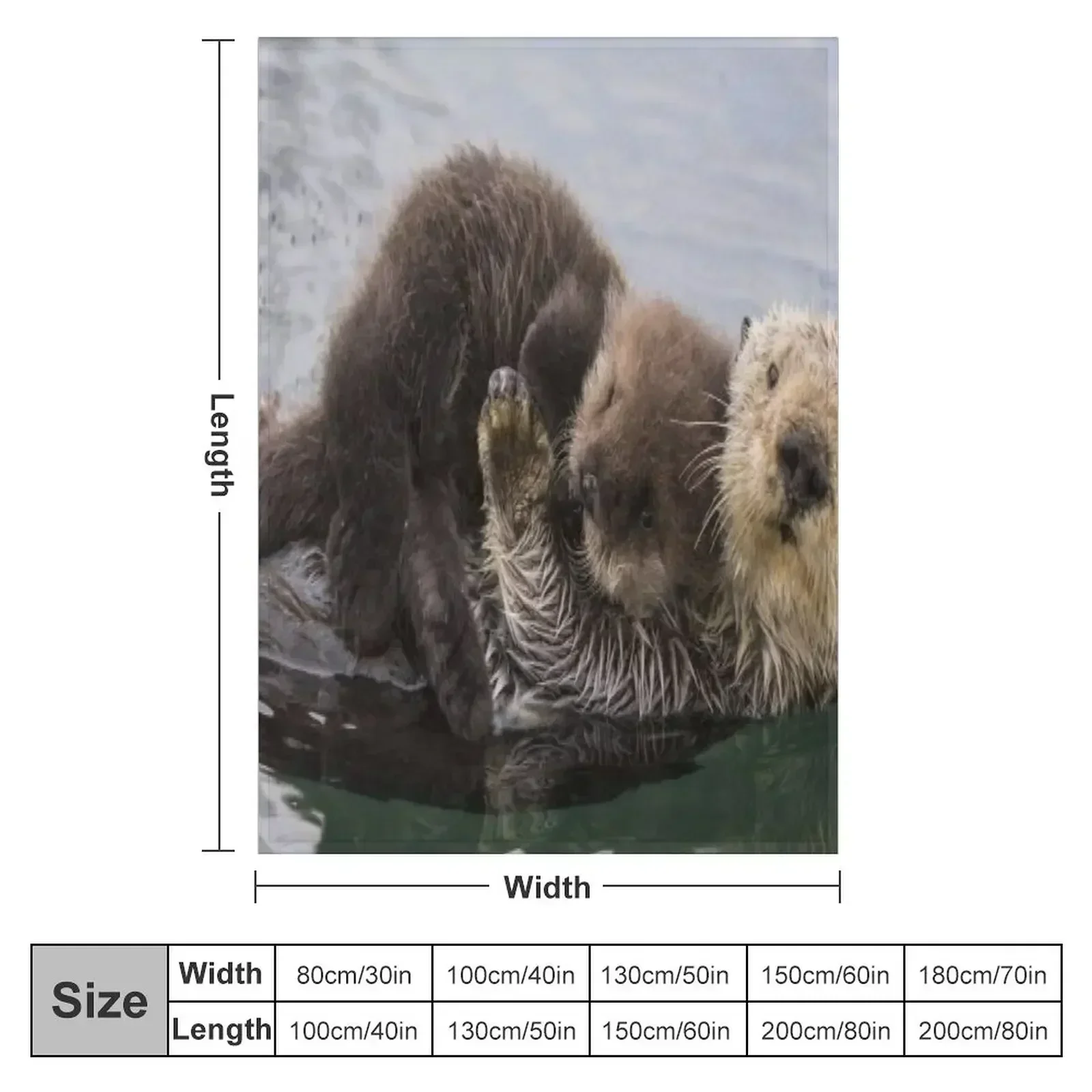 Sea Otter in water swimming with baby Throw Blanket couch cozy soft plush fuzzy picnic outdoor blanket