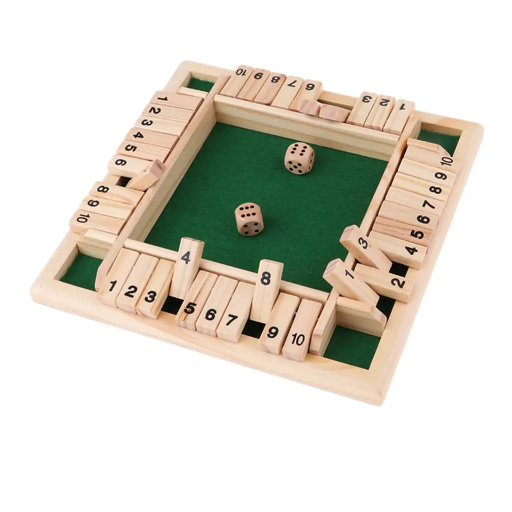 Wood 4-Sided 1-10 Numbers Shut The Board Game Fun Toy Table Games