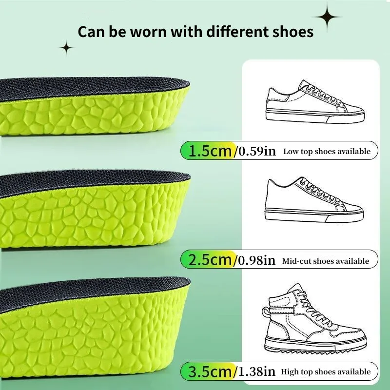 1 Pair New Designed Unisex Height-increasing Shoe Insoles, Sweat-absorbing Odor-resistant Comfortable Shock-absorbing Insoles