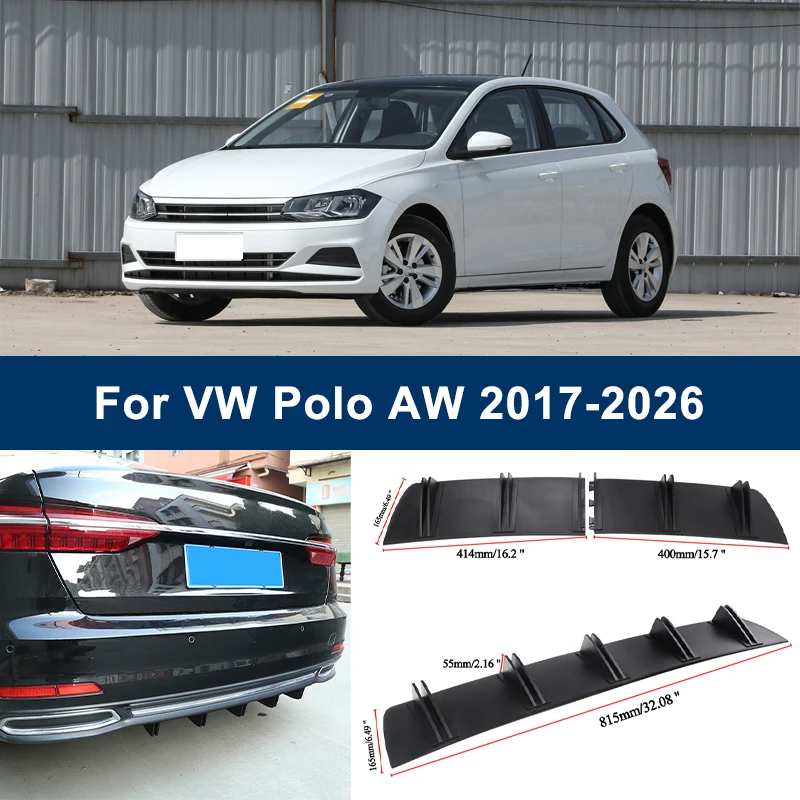 

2-Segment Shark Fin Rear Diffuser For Volkswagen VW Polo AW 2017-2026 Rear Bumper Lip Splitter Chassis Spoiler Tuning Parts