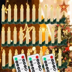 Set of 10/40pc Battery Powered Remote Control LED Christmas Tree Taper Candle w/ Controller&Clip Xmas/Wedding/Party Tree Decor