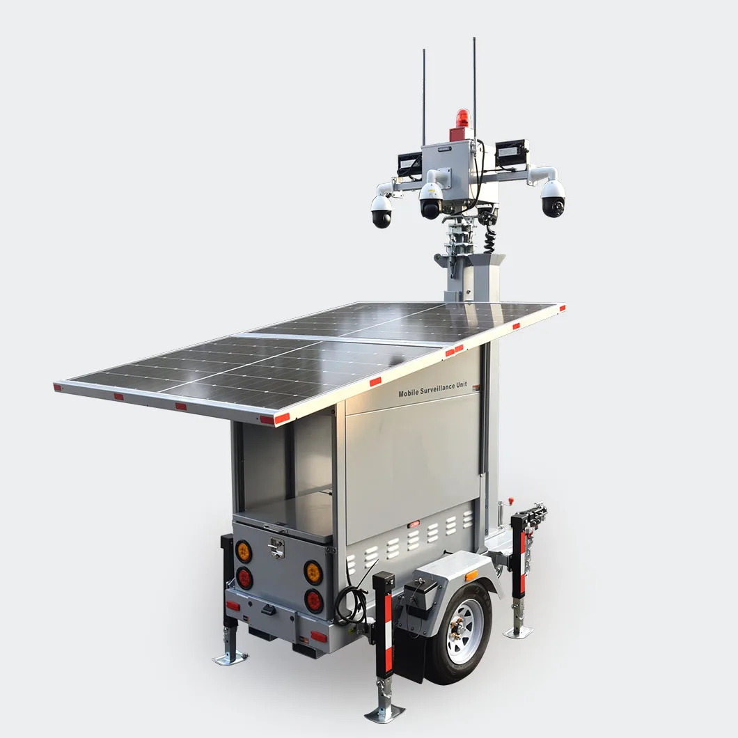 Solar Powered Outdoor Construction Solar Surveillance PTZ Camera Trailer Security Trailer