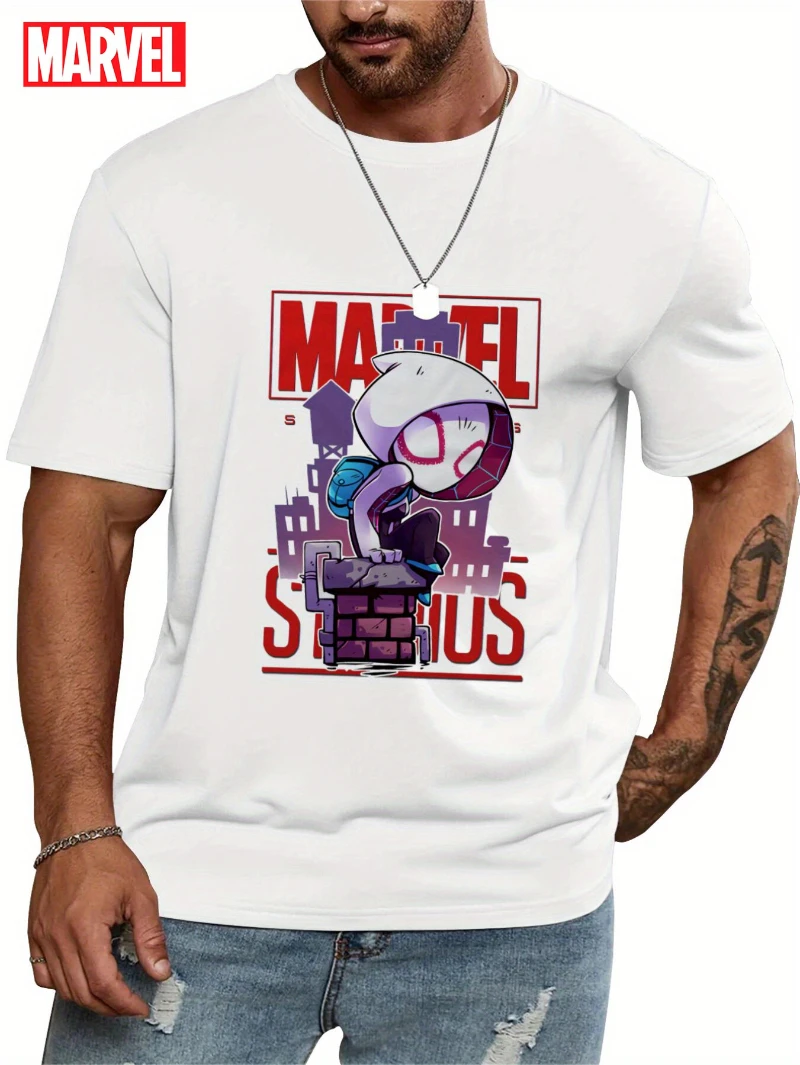 T-shirt da supereroe bianca Marvel 2025 con tessuto leggero e traspirante di fumetti per abbigliamento casual quotidiano per feste in costume di Halloween