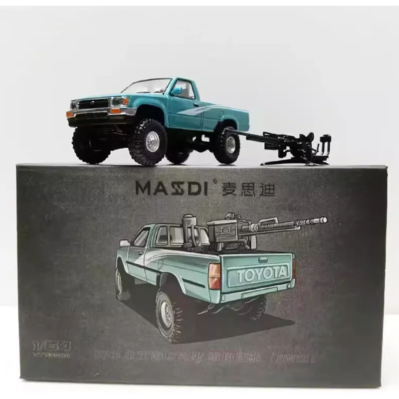 MASSDI 1/64 Scale 1994 HILUX RN80 Battlefield Truck Alloy Simulation Model Ornament Off-Road Vehicle Collectible