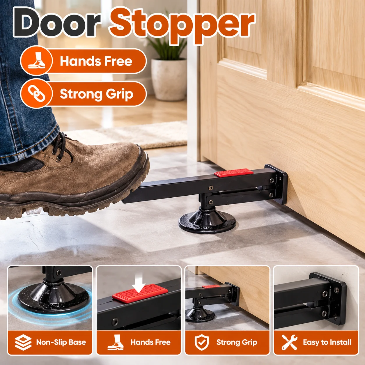 Heavy Duty Manual Lifter Metal Door Installation Tool Ergonomic Handle for Hardwood Softwood Doors Hand Operated No Power Needed