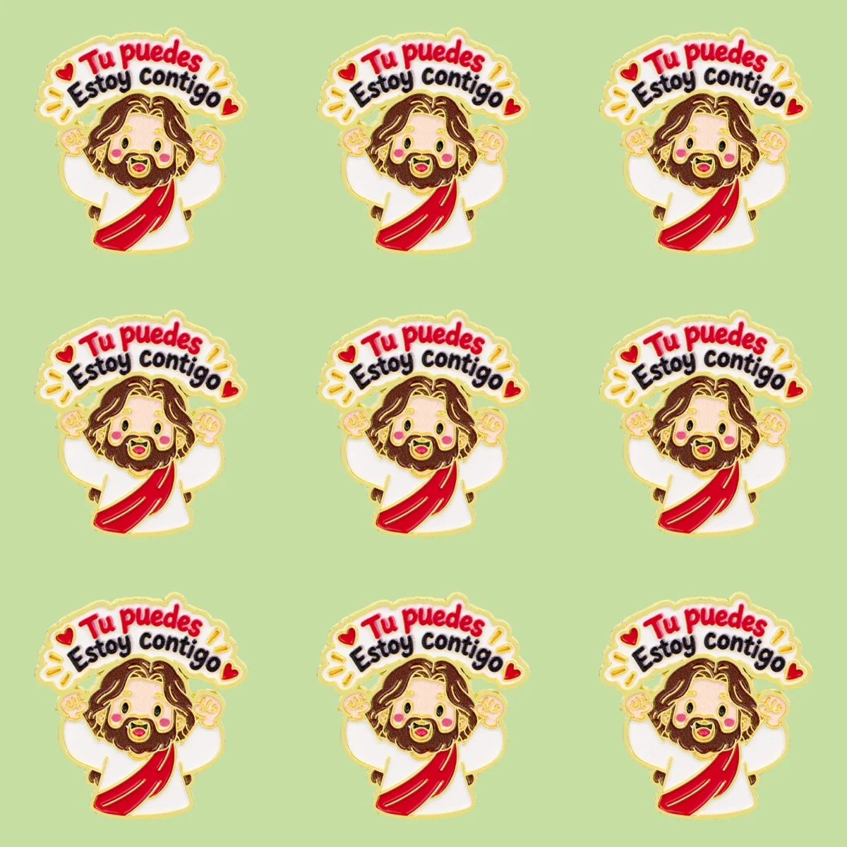 9pcs/Set Cute Religious Jesus Spanish Quote Enamel Pin Christian Faith Brooch Pin For Clothes Backpack Lapel Badge Friends Gifts