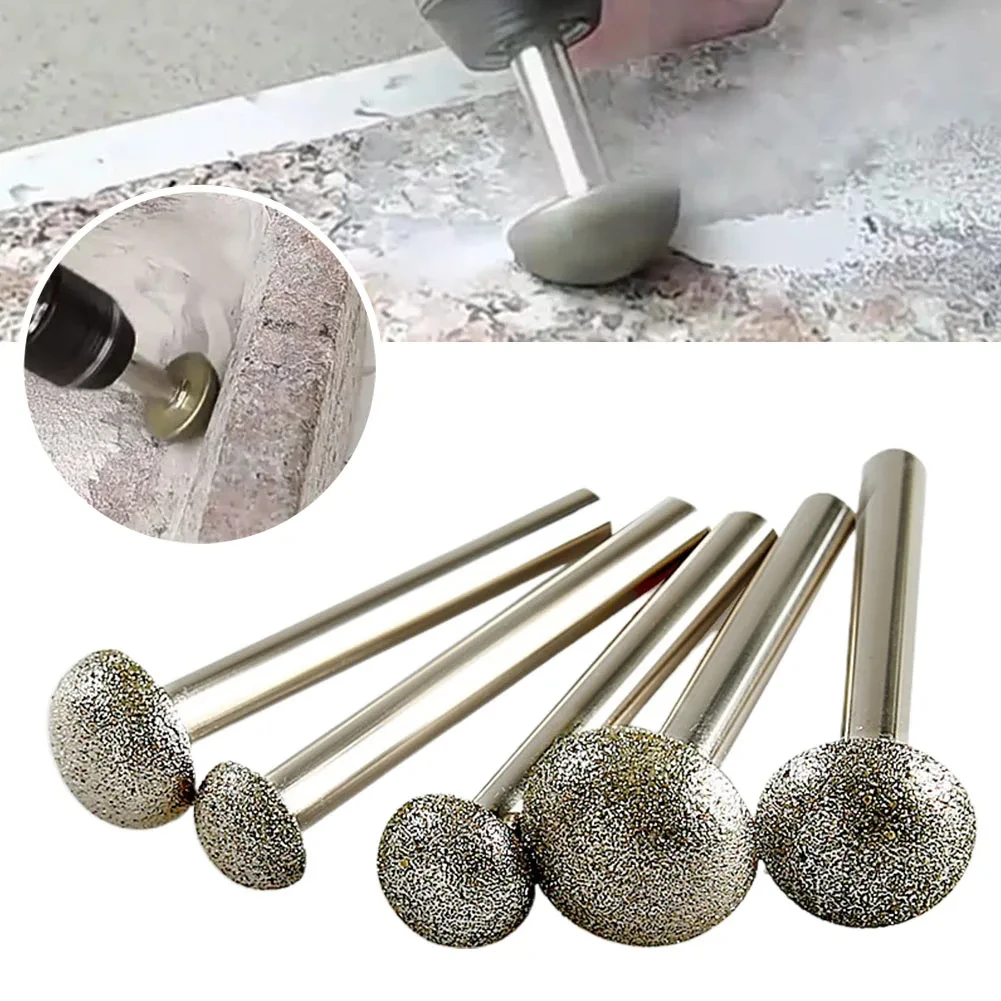 

5pcs 12/14/16/18/20mm Diamond Burr Carving Grinding Bit 6mm Shank For Engraving Glass Jade Marble Rotary Tools Accessories