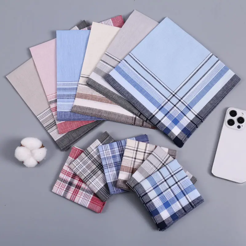 3/6/12 Pcs Nostalgic Vintage Old Soft Antique Men's Thin Handkerchief Cotton Sweat Towel Pure Cotton Retro Fashion Trends