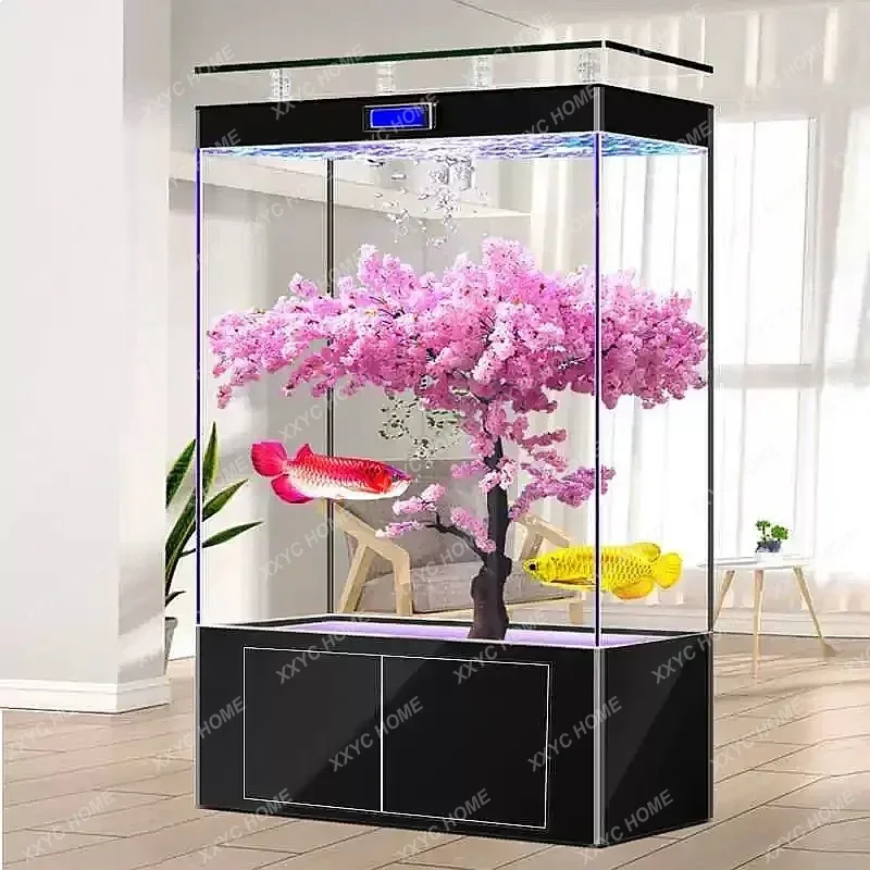 New Floor Standing Partition Arowana Tank Set Integrated Bottom Filter No Water Change Lazy Tank U