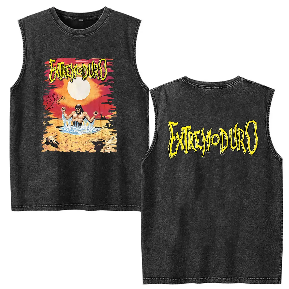 Rock Band Extremoduro Album 2026 Vintage Washed Ves T Shirts Men's Gothic Punk Hip Hop Loose Pop Short Sleeve T-shirt Streetwear