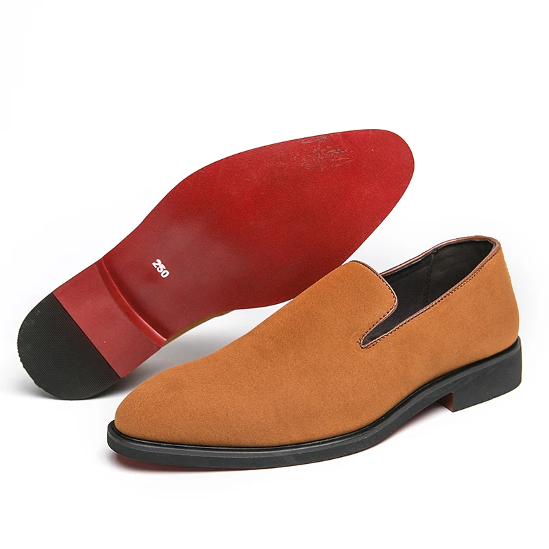 Nieuw In Rode Onderkant Schoenen Voor Mannen Loafers Kudde Solide Slip-On Partij Mannen Jurk Schoenen Maat 38-48 Gratis Verzending Mannen Schoenen