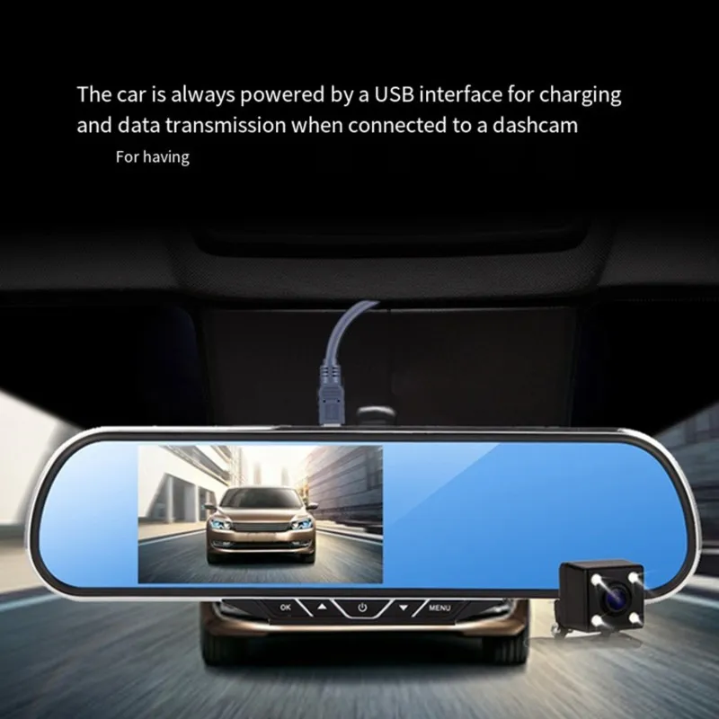 T23C USB A To 5Pin USB Cable, USB2.0 Charging And Data Transfer Cord 3 Meter For Car Camera Chargers, For Carts, Storage Devices