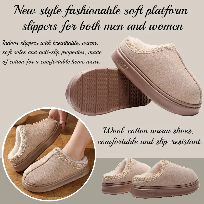 

Men's Plush Fleece Lined Slippers Winter Warm House Shoes with Thick EVA Sole for Indoor/Outdoor Use Cozy Non-Slip Home Footwear