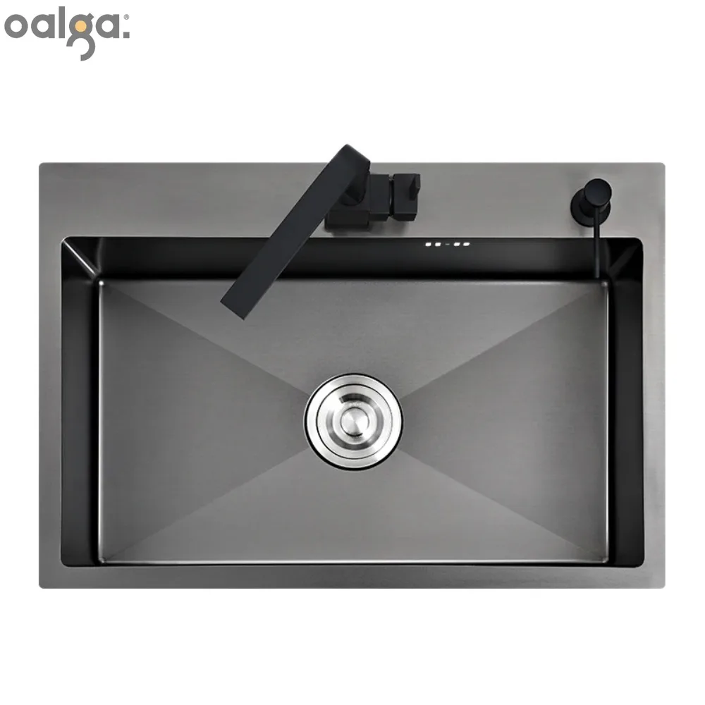 

Black Kitchen Sink Above Counter or Udermount Vegetable Washing Basin Sink Kitchen Black Stainless Steel Seamless Welding Pia