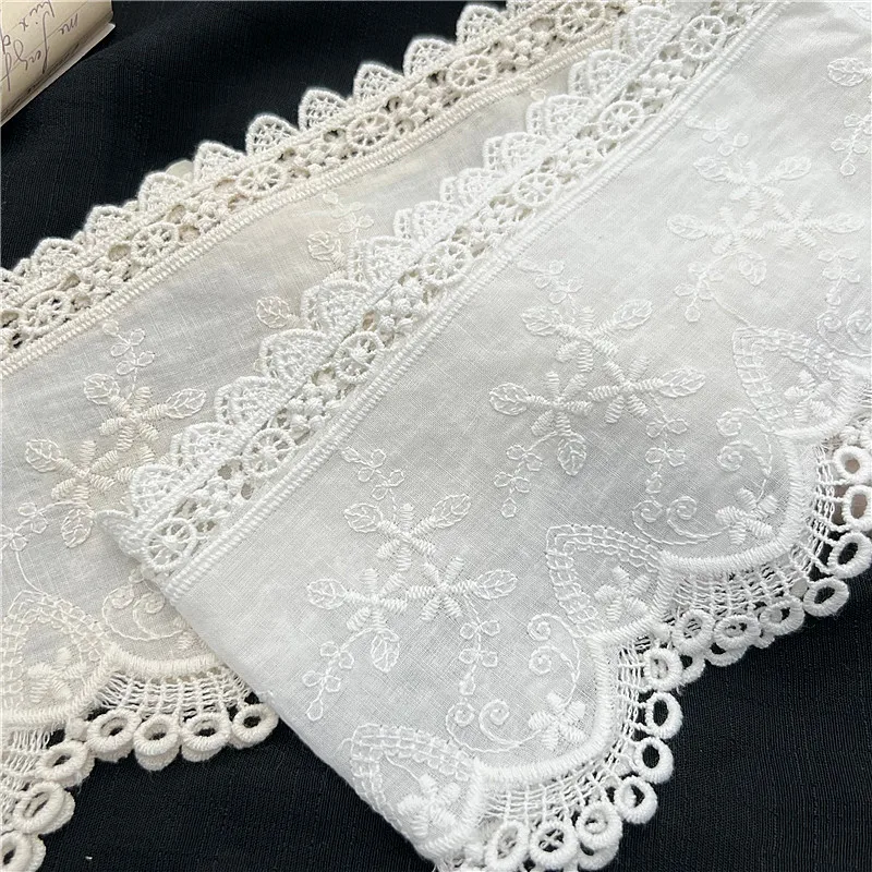 5Yard/Lot Double-Sided Cotton Embroidery Flower Lace Trim 12CM Wide DIY Clothing Dress Home Textile Accessories