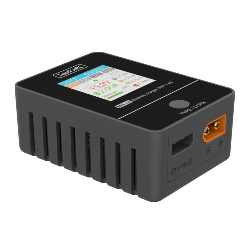 ToolkitRC M4AC 30W LiPO LiFE LiHV Compact AC Charger 1-4S  XT60 Interface for RC Model FPV Racing Freestyle Drone Batteries