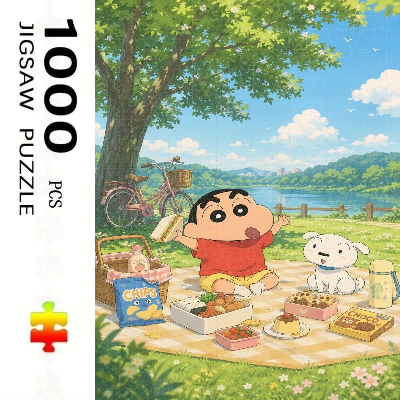 Anime Crayons Shin 500/1000/1200/2000 PCS Jigsaw Puzzles Challenging Family Activity Games for Gameroom Bedroom Unique Gifts